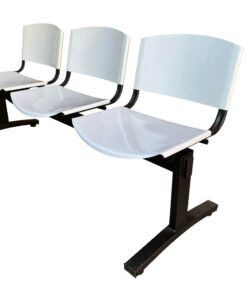 Banqueta iso 3 cuerpos – asiento y respaldo metálico blanco – estructura negra